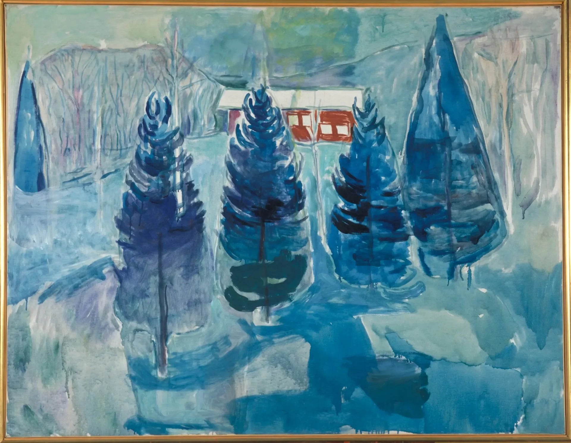 maison rouge et Épicéas - Edvard Munch image 1 copie de tableau peinte à la main