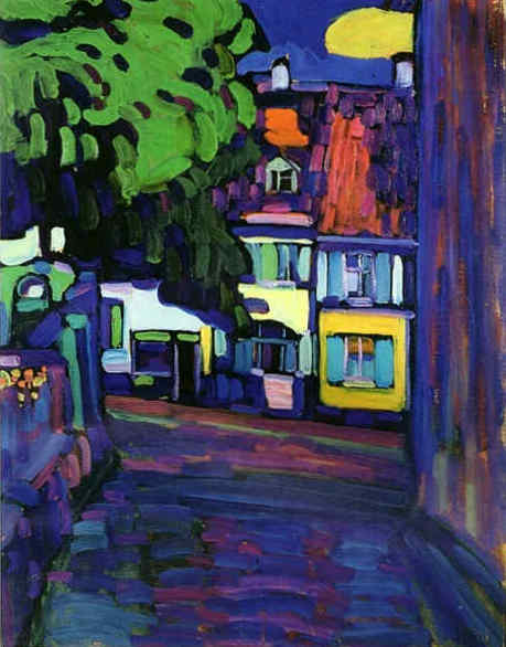 Maisons à Murnau sur Obermarkt - Vassily Kandinsky image 1 reproduction de peinture à l’huile