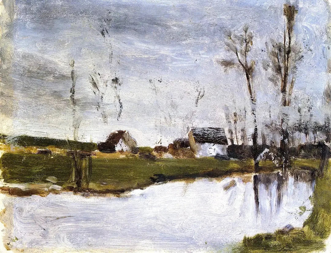 Maisons au bord de l'eau - Paul Gauguin image 1 tableau peint à l’huile sur toile