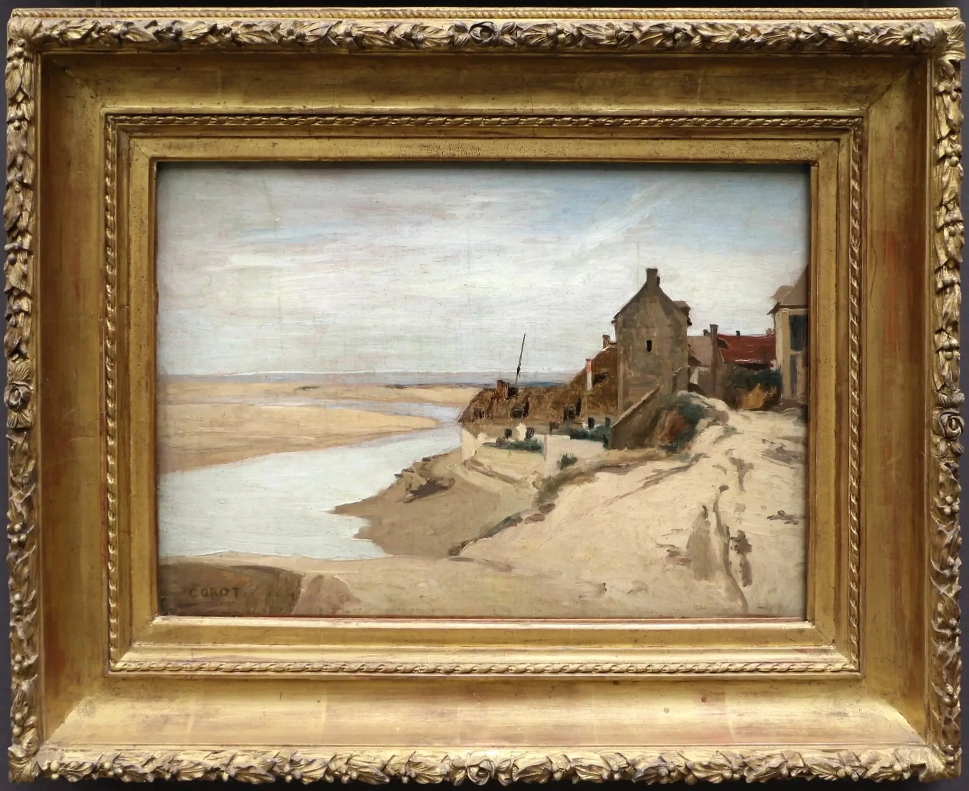 Maisons de pêcheurs à Sainte-Adresse - Jean-Baptiste Camille Corot image 1 copie peinte à la main à l’huile