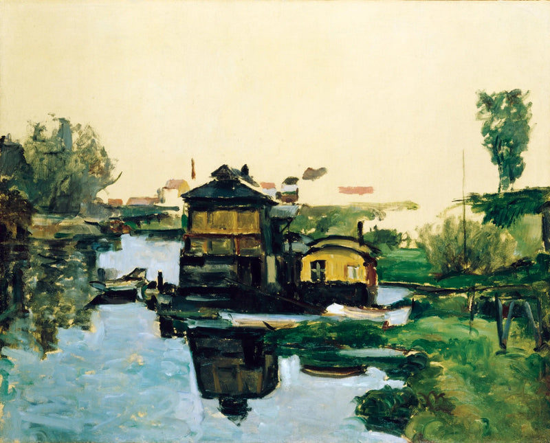 Maisons flottantes sur un fleuve - Paul Cézanne