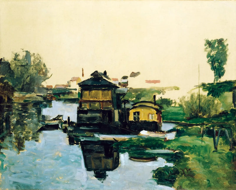 Maisons flottantes sur un fleuve - Paul Cézanne