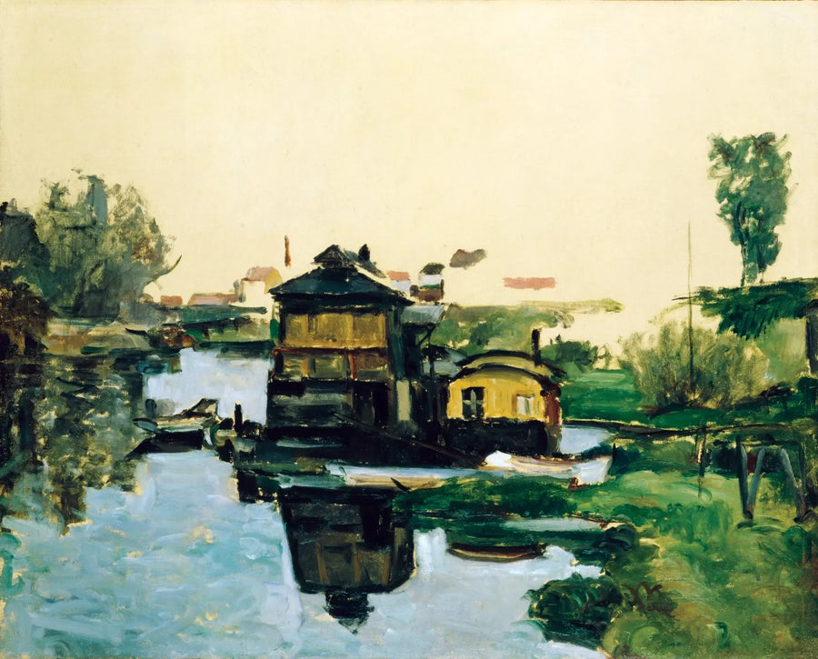 Maisons flottantes sur un fleuve - Paul Cézanne