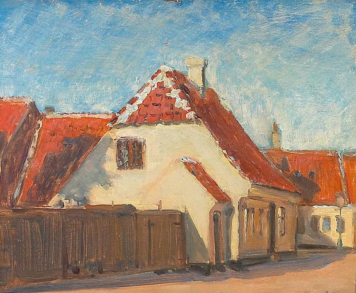Maisons jaunes à Skagen. - Peder Severin Krøyer image 1 tableau peint à l’huile sur toile