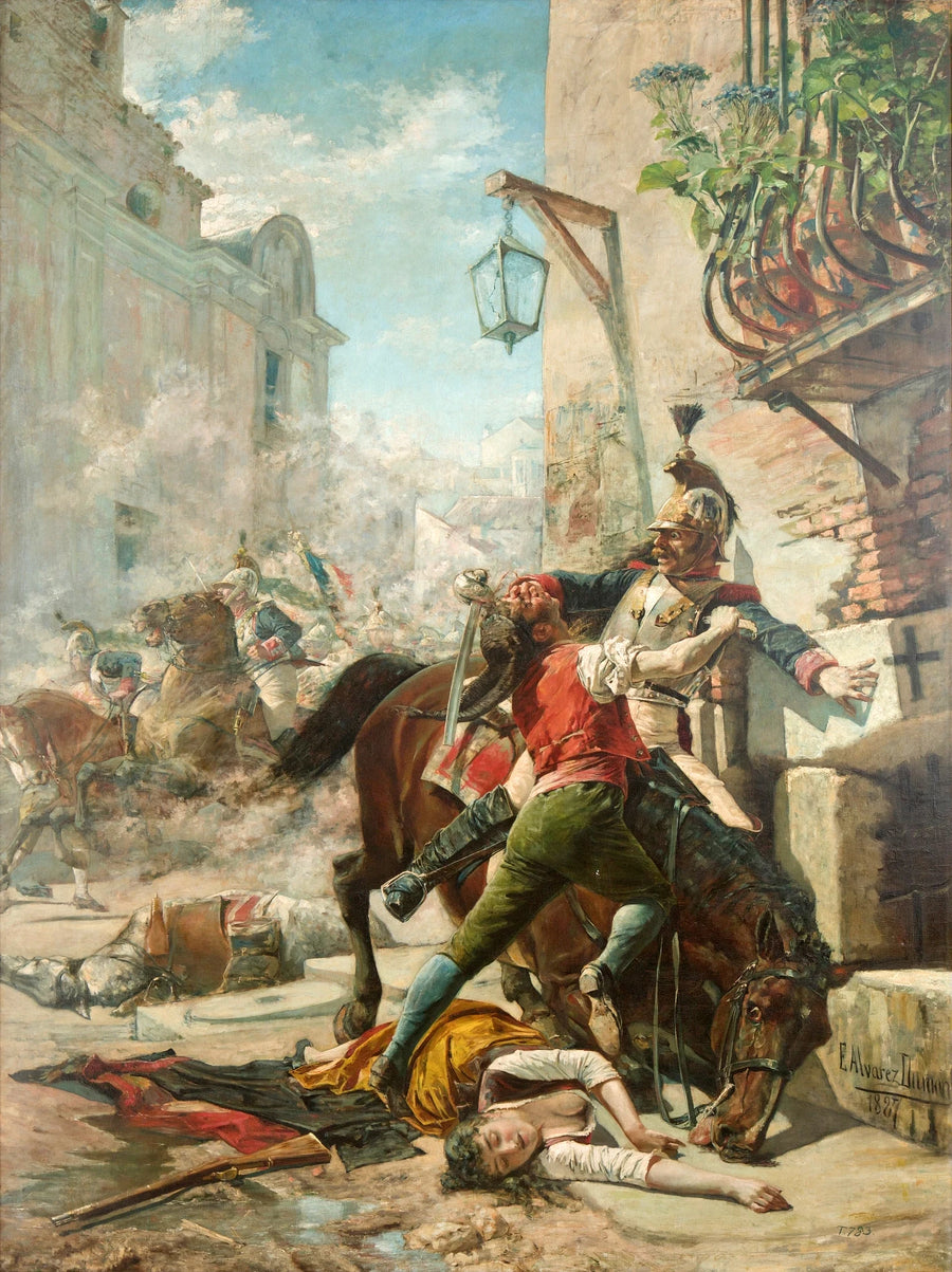 Malasaña et sa fille se battent contre les Français dans l'une des rues qui descendent du parc jusqu'à San Bernardo. 2 mai 1808 - Eugenio Álvarez Dumont