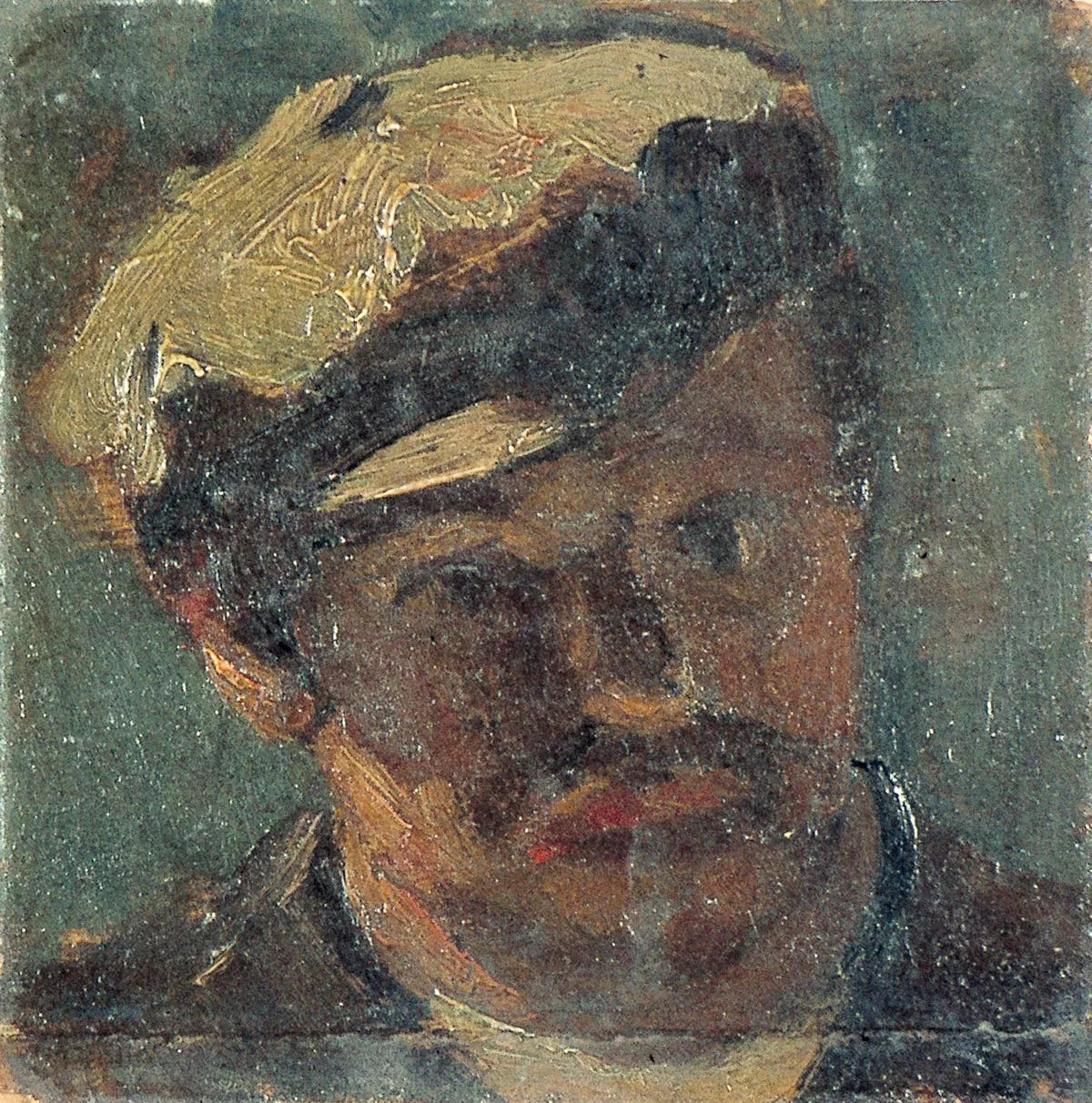 Man met snor en pet - Theo van Doesburg image 1 reproduction artisanale de tableau