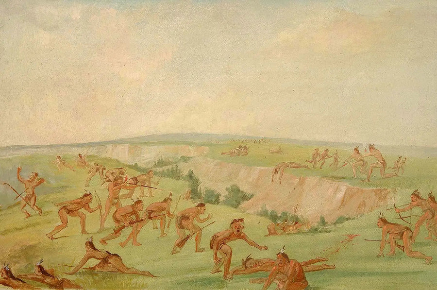 Mandan attaquant un groupe d'Arikara - George Catlin