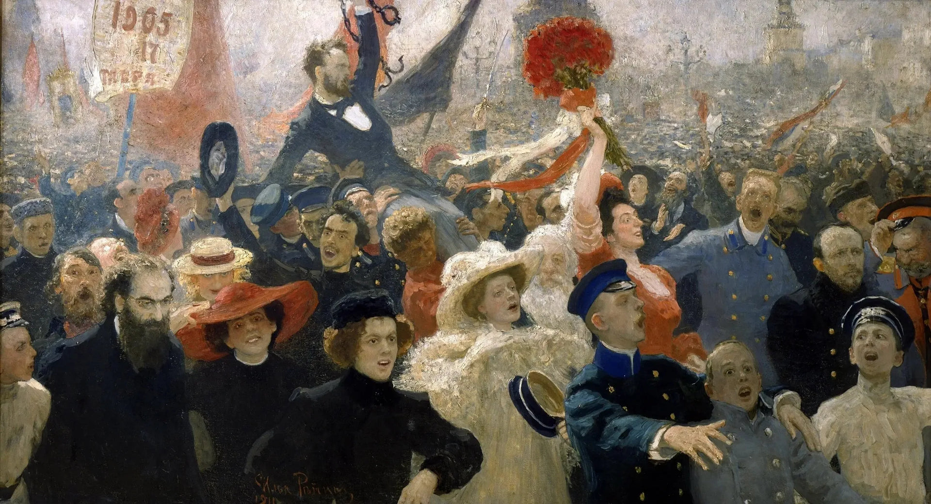 Manifestation du 17 octobre 1905 - Ilya Repin image 1 tableau peint à l’huile sur toile