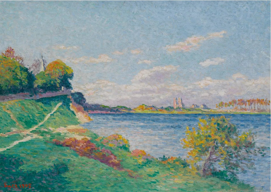 Mantes, bords de Seine - Maximilien Luce image 1 copie peinte à la main à l’huile