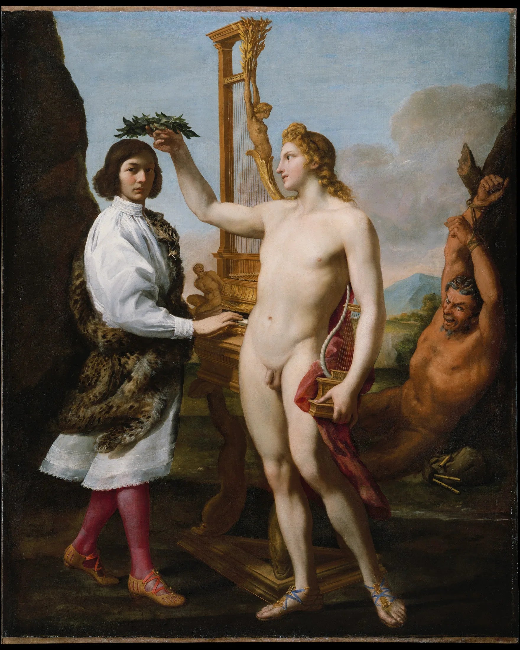 Marcantonio Pasqualini (1614-1691) couronné par Apollon - Andrea Sacchi image 1 copie peinte à la main à l’huile