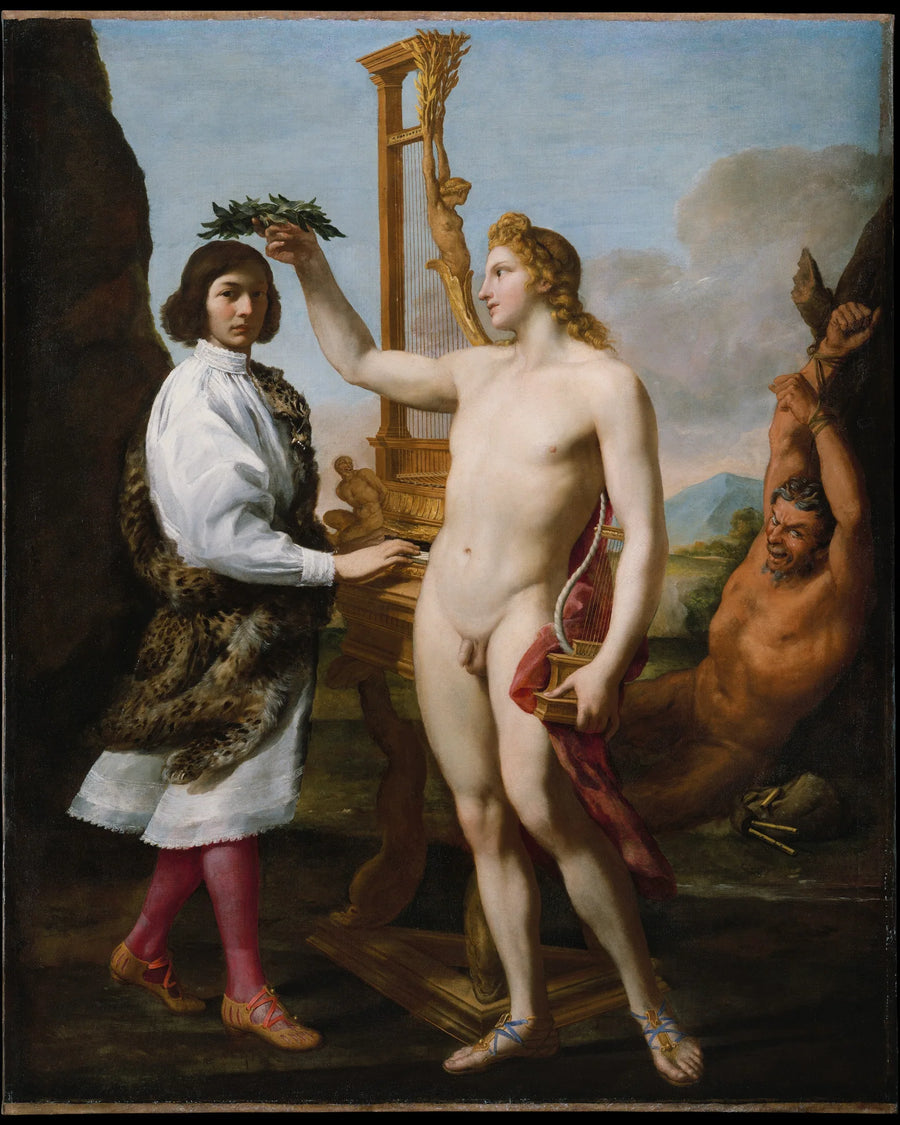 Marcantonio Pasqualini (1614-1691) couronné par Apollon - Andrea Sacchi image 1 copie peinte à la main à l’huile