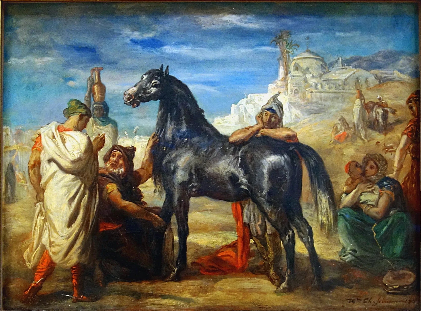 Marchand arabe présentant un jument - Théodore Chassériau image 1 reproduction d’œuvre d’art à l’huile