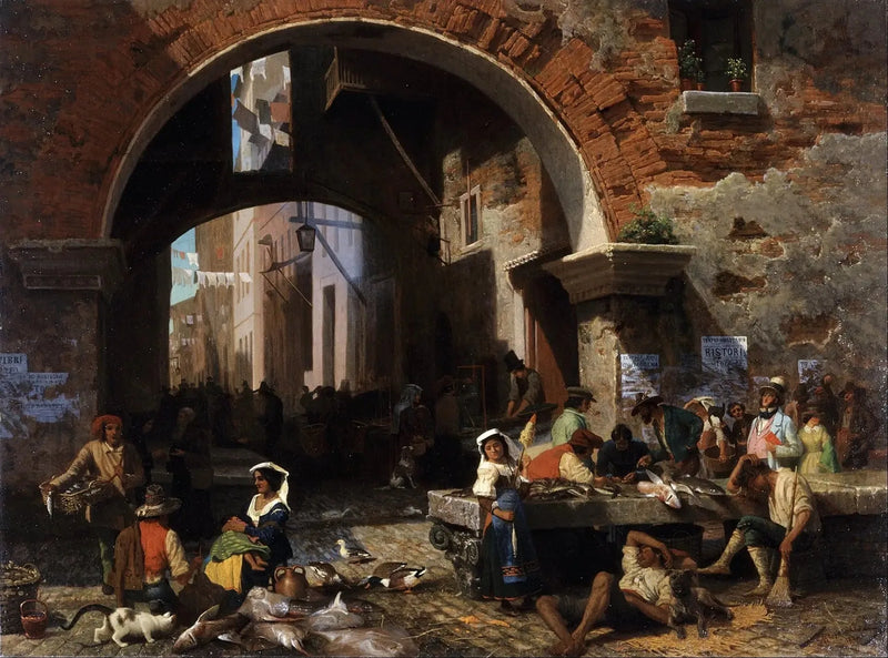 Marché au poisson romain. Arc d'Octave - Albert Bierstadt