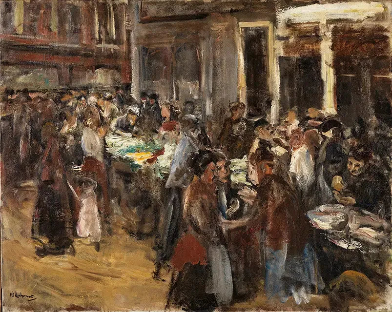 Marché aux légumes à Amsterdam - Max Liebermann image 1 reproduction artisanale de tableau