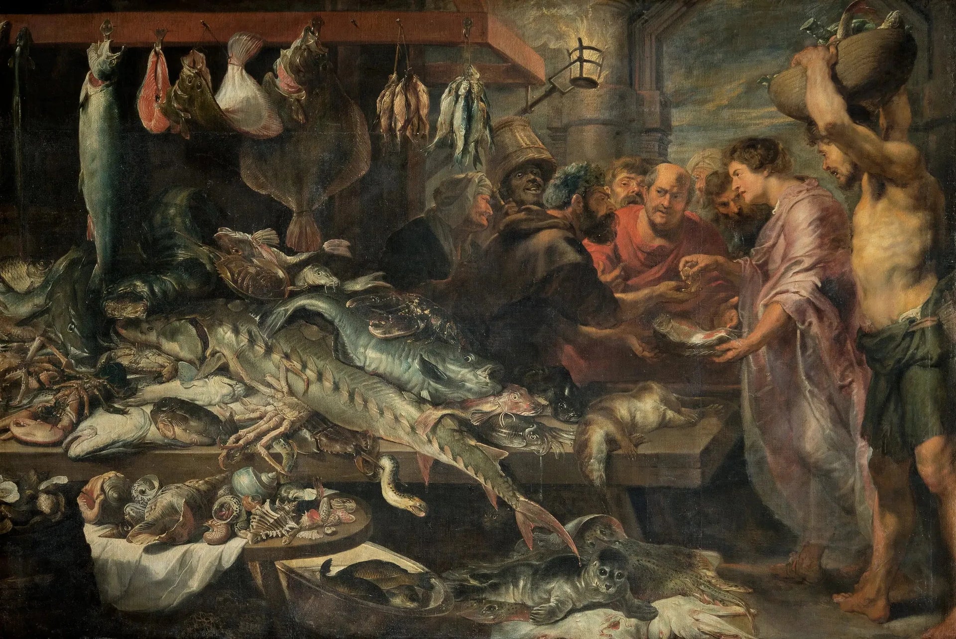 Marché aux poissons (Argent du tribut ?) - Antoine van Dyck image 1 copie de tableau peinte à la main