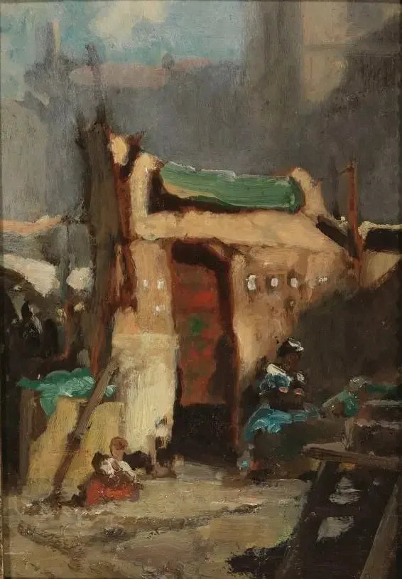 Marché aux puces de Munich - Carl Spitzweg image 1 copie de tableau peinte à la main