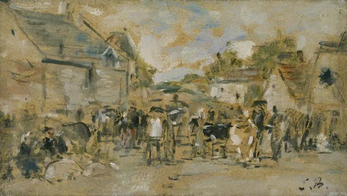 Marché du village - Eugène Boudin image 1 reproduction de peinture à l’huile