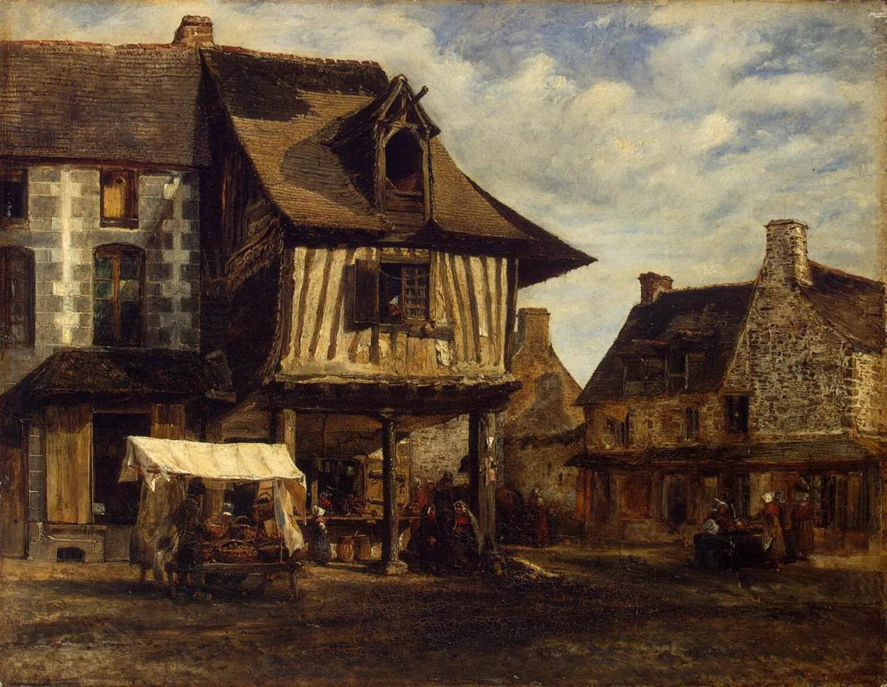Marché en Normandie - Théodore Rousseau image 1 tableau peint à l’huile sur toile