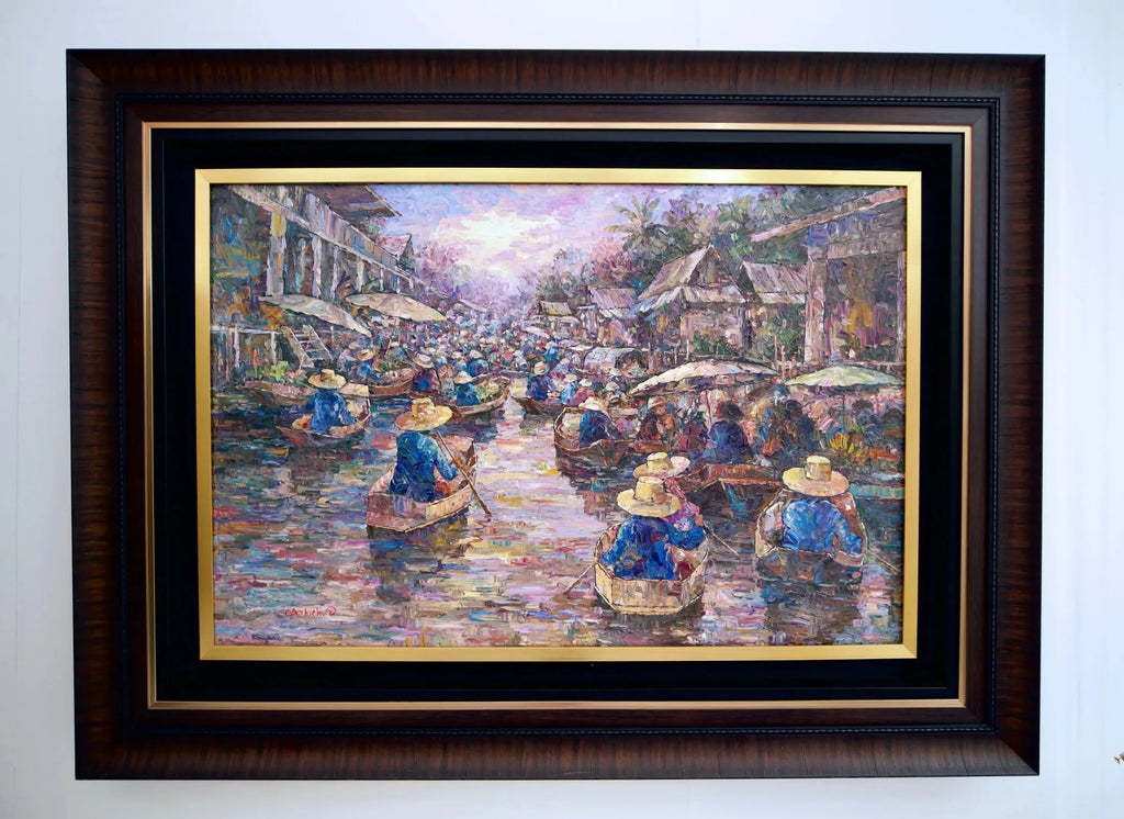 Marché flottant | 145 x 105 cm image 13 tableau peint à l’huile sur toile