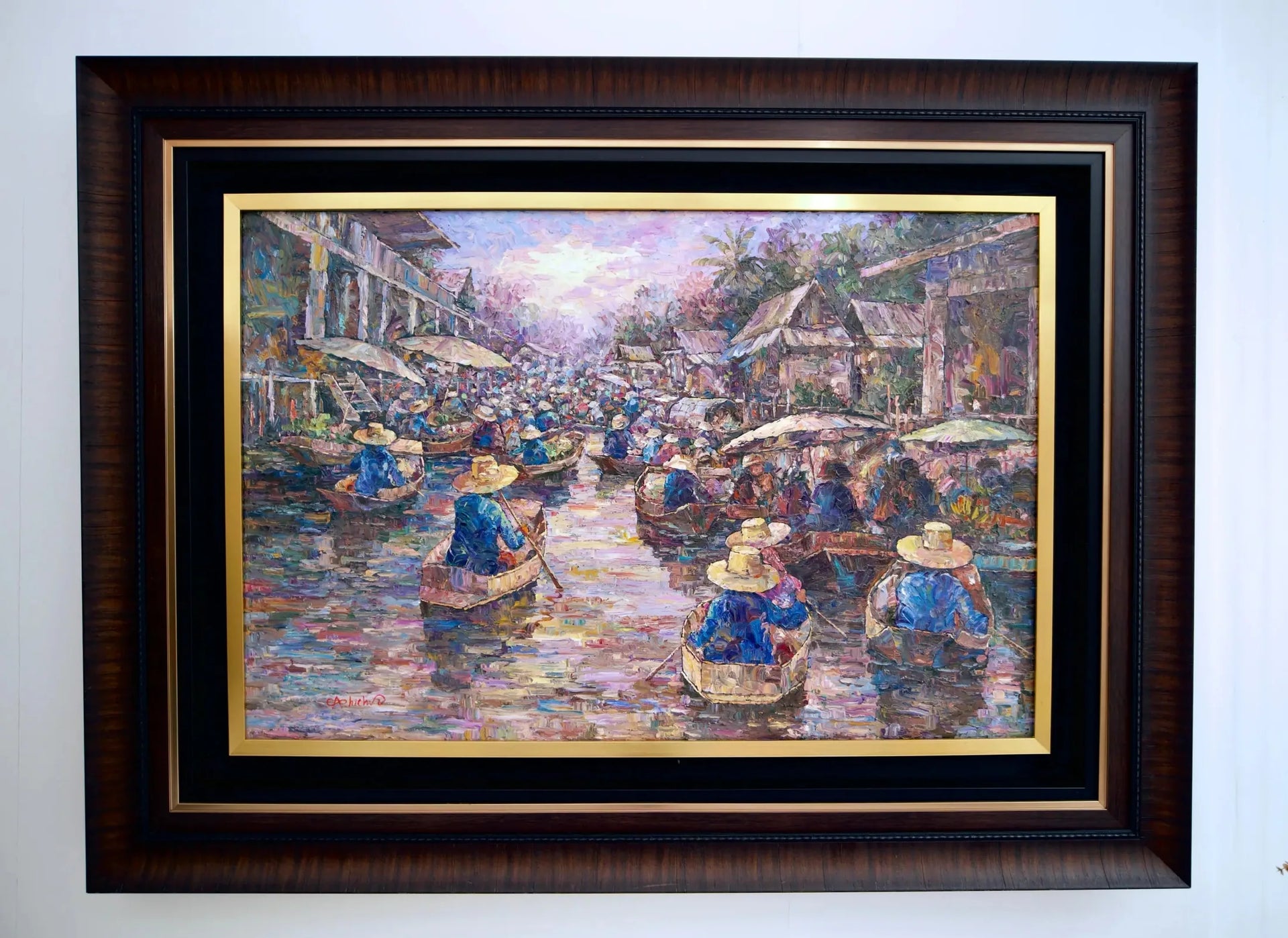Marché flottant | 145 x 105 cm image 13 tableau peint à l’huile sur toile