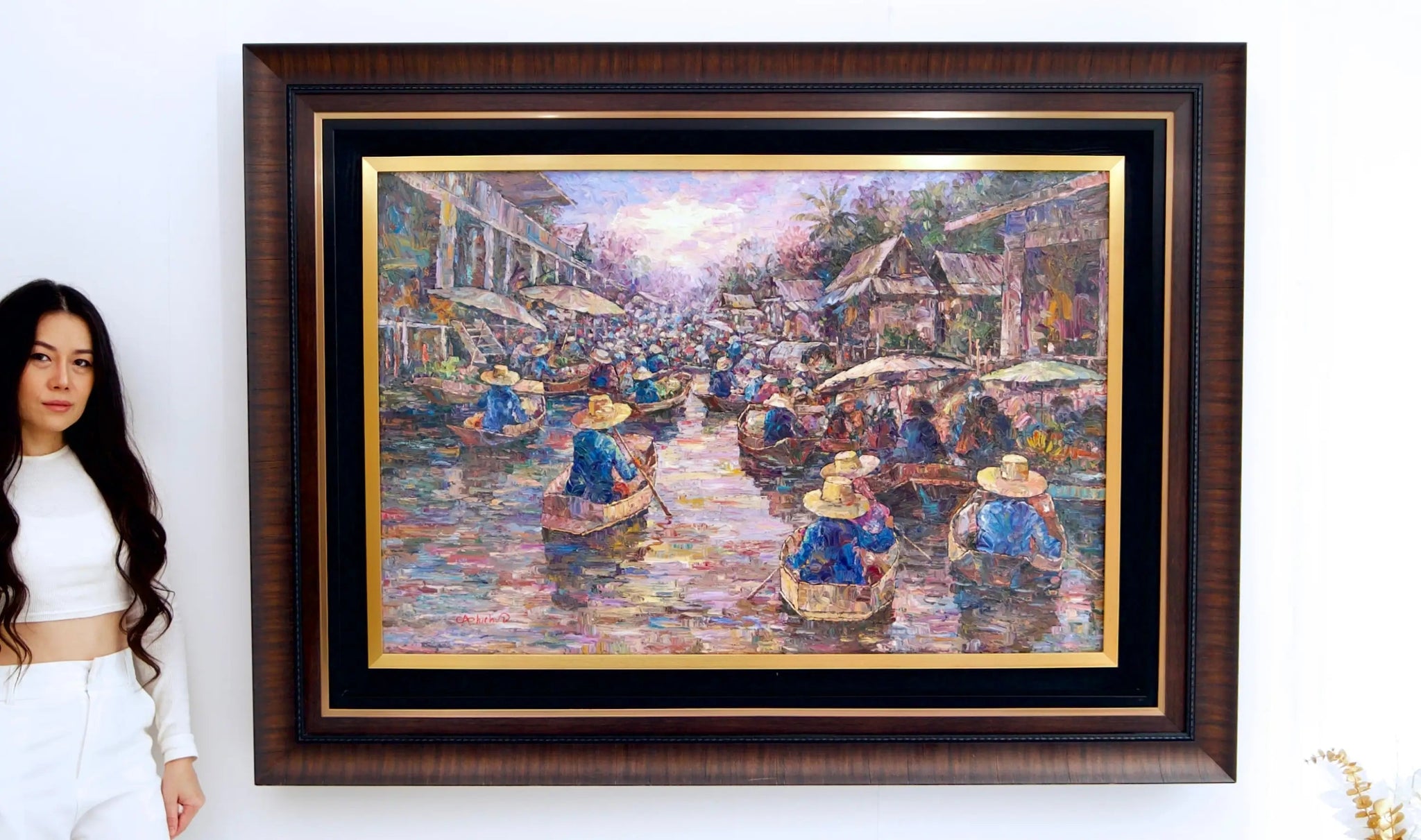 Marché flottant | 145 x 105 cm image 2 reproduction d’œuvre d’art à l’huile