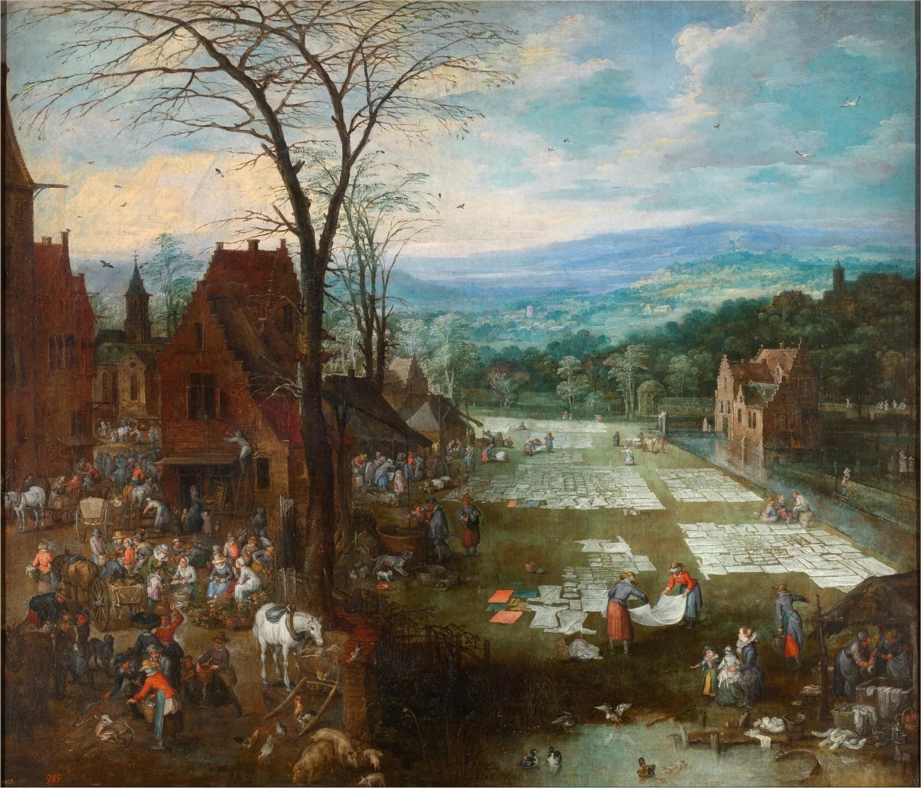 Marchés et laveries en Flandres - Jan Brueghel l'Ancien image 1 reproduction artisanale de tableau