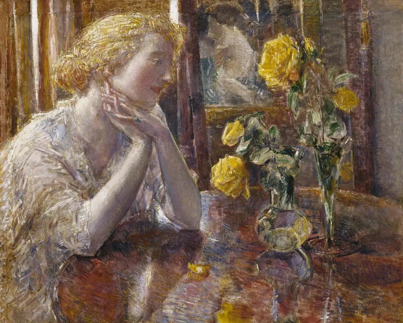 Maréchal Niel Roses - Childe Hassam image 1 reproduction réalisée par Alpha Reproduction