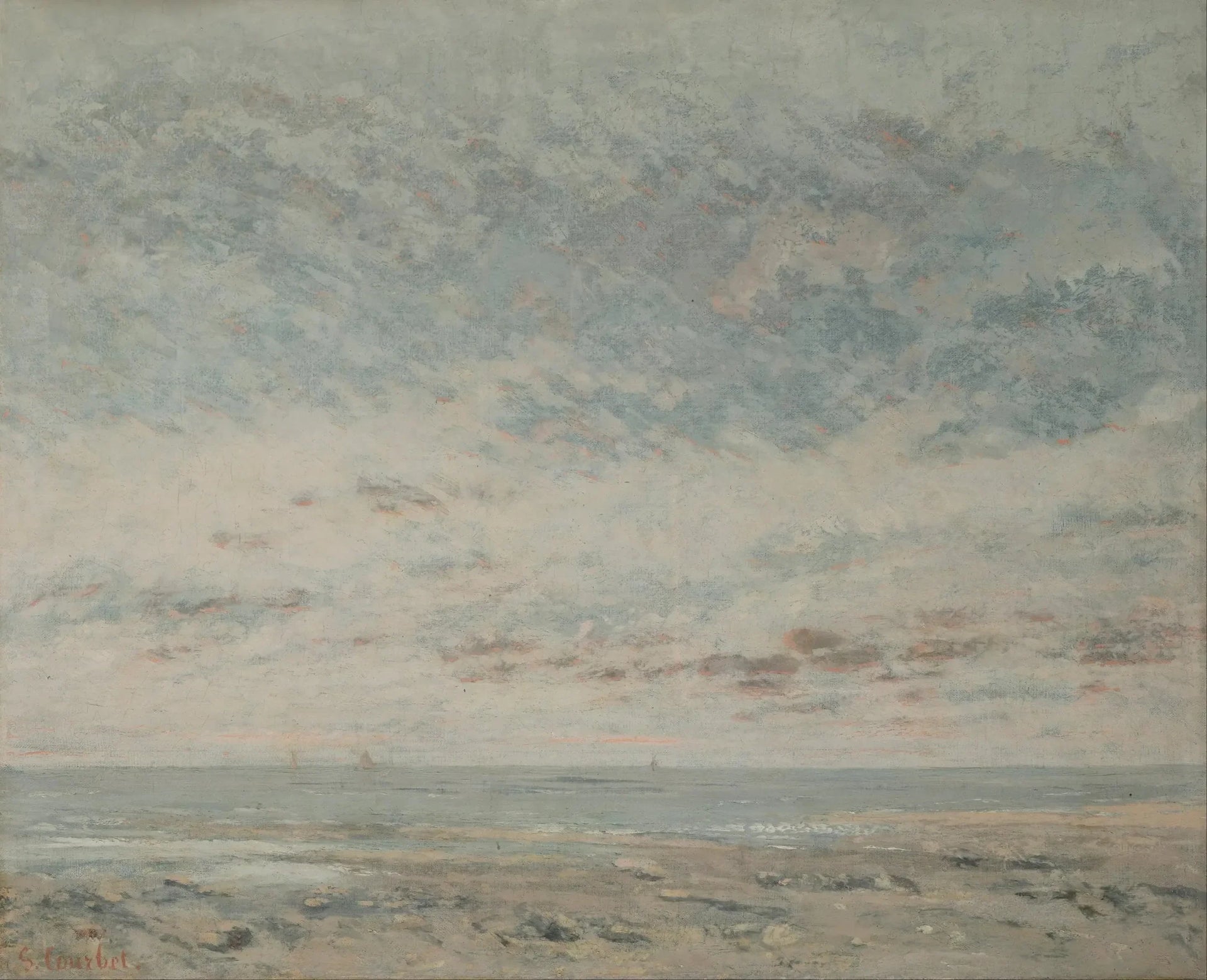 Marée basse à Trouville - Gustave Courbet image 1 copie peinte à la main à l’huile