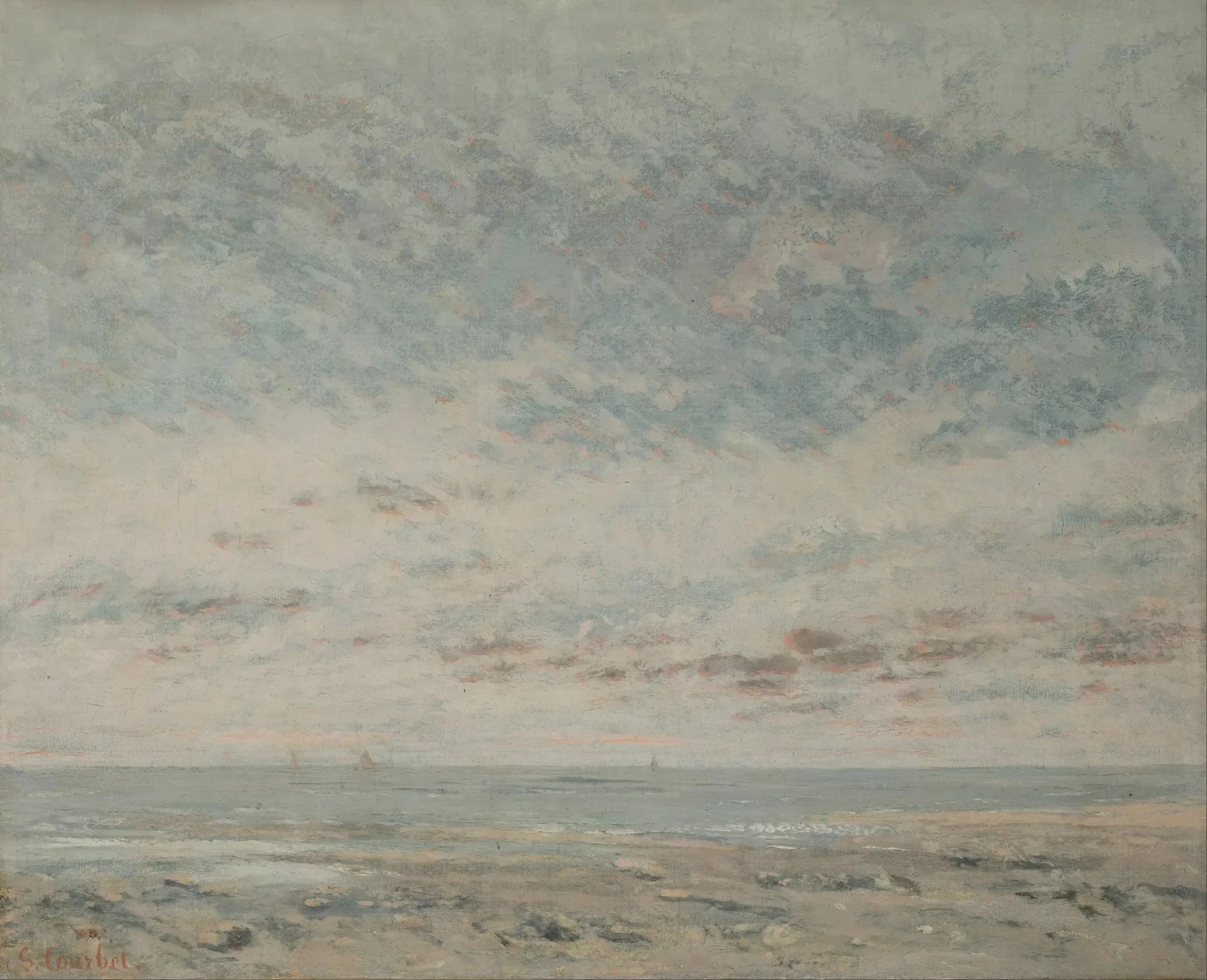 Marée basse à Trouville - Gustave Courbet image 1 copie peinte à la main à l’huile