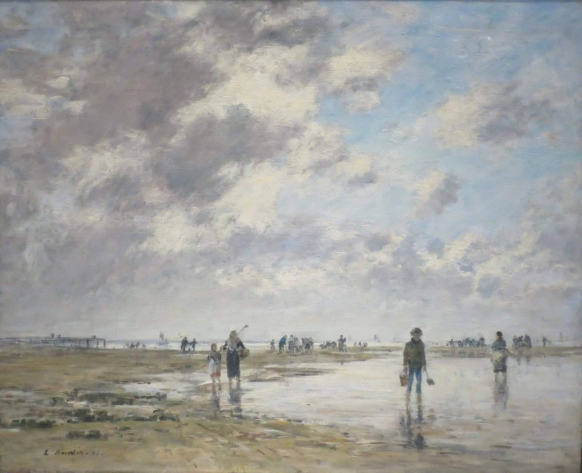 Marée basse, Berck - Eugène Boudin image 1 reproduction de peinture à l’huile