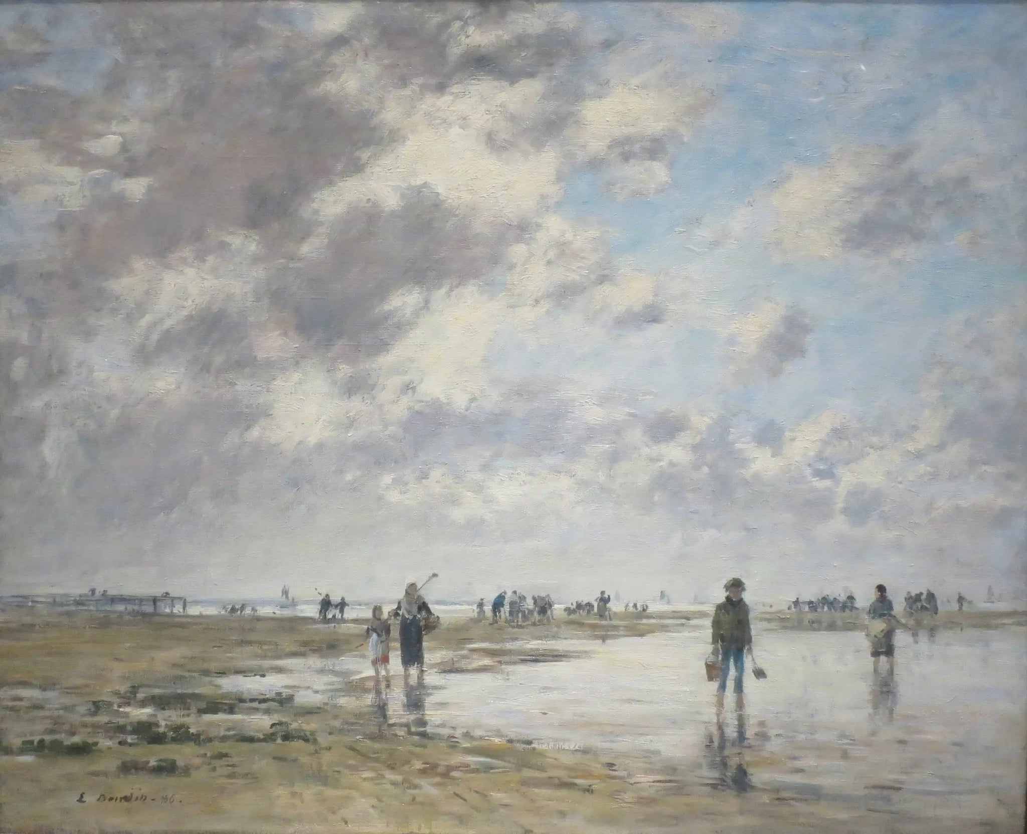 Marée basse, Berck - Eugène Boudin image 1 reproduction de peinture à l’huile