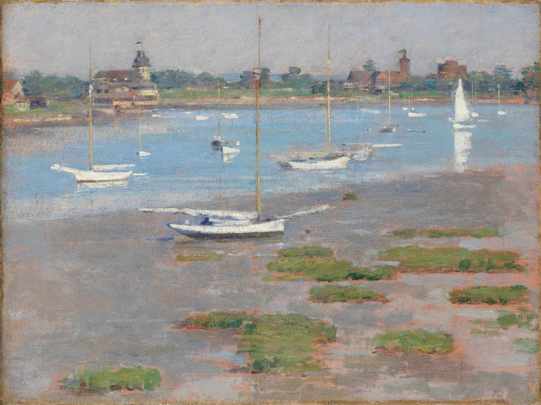 Marée basse, Club nautique de Riverside - Theodore Robinson image 1 reproduction artisanale de tableau