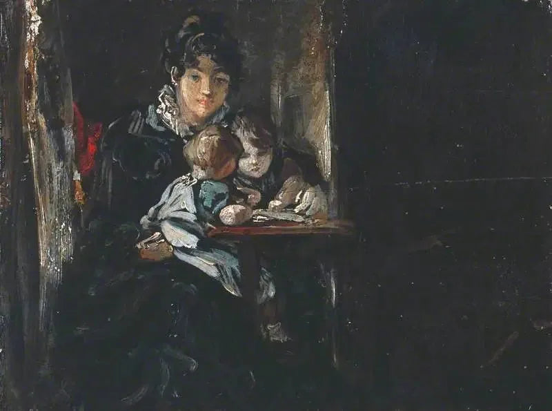 Maria Constable avec deux de ses enfants. Verso : Copie d'après Teniers - John Constable