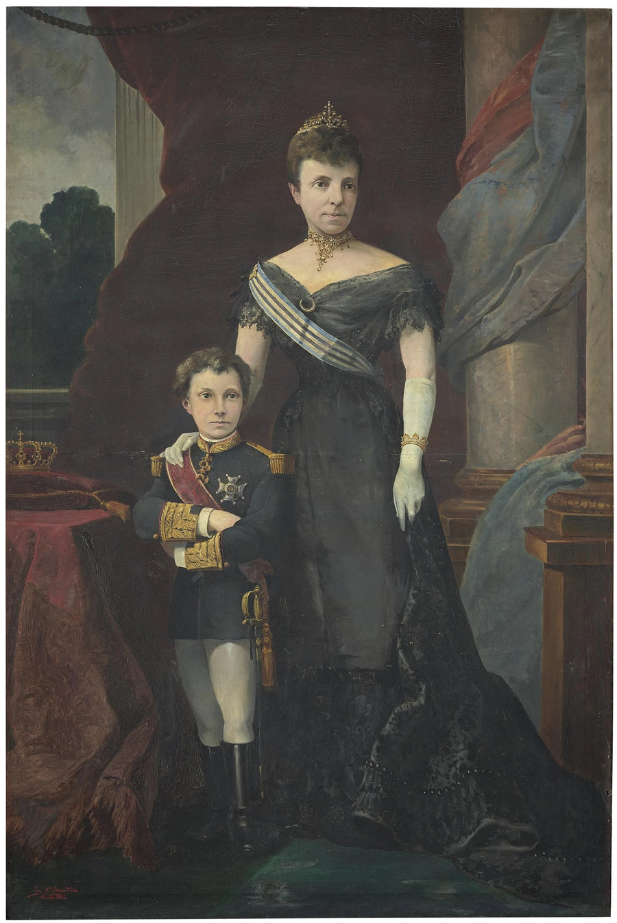 María Cristina de Habsbourg avec son fils Alphonse XIII - José Martínez Bueno y Vilches