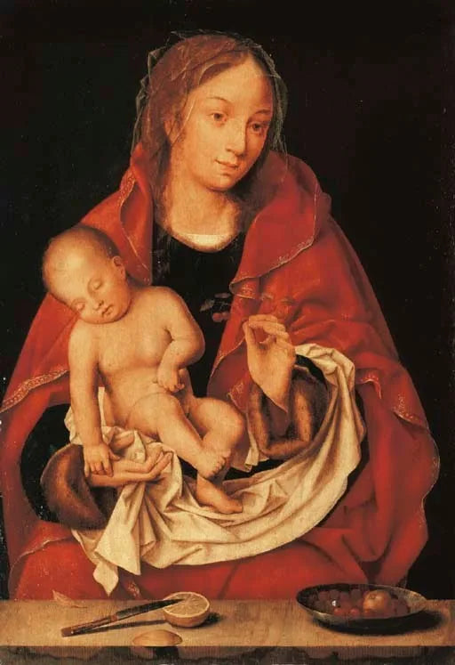 Maria met slapend kind op de arm - Joos van Cleve image 1 reproduction d’œuvre d’art à l’huile