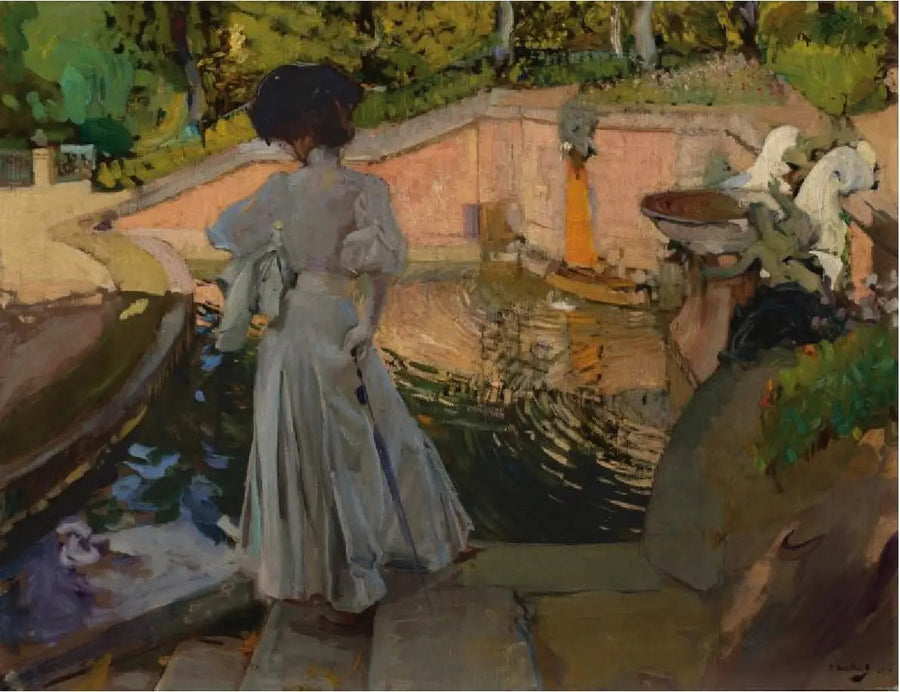 Maria regarde les poissons. Ferme - Joaquín Sorolla