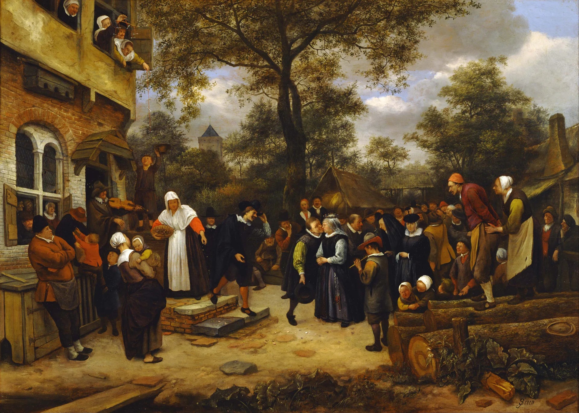 Mariage au village - Jan Steen image 1 reproduction de peinture à l’huile