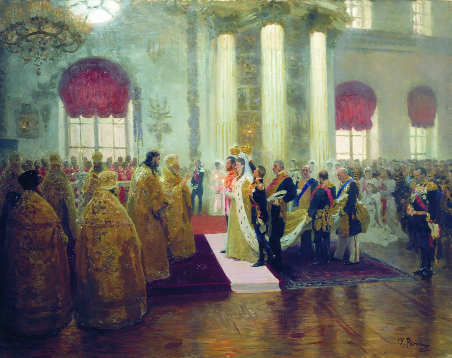 Mariage de Nicolas II et de la grande-duchesse Alexandra Feodorovna. - Ilya Repin image 1 copie de tableau peinte à la main