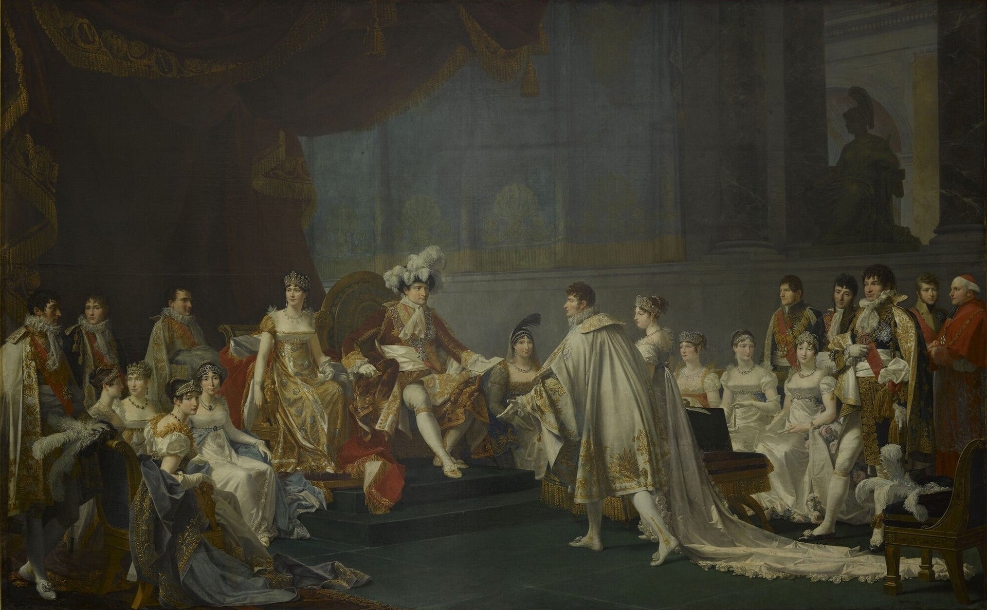 Mariage du Prince Jérôme Bonaparte et de la Princesse Frédérique Catherine de Wurtemberg, 22 août 1807 - Jean-Baptiste Regnault image 1 reproduction d’œuvre d’art à l’huile