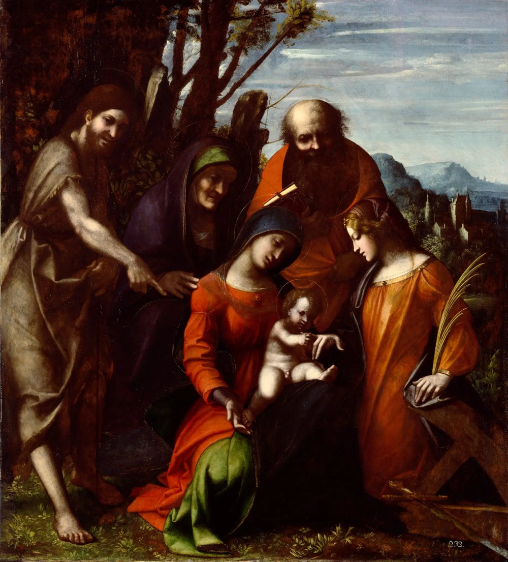 Mariage mystique de sainte Catherine d’Alexandrie et trois saints dans un paysage - Antonio da Correggio - Alpha