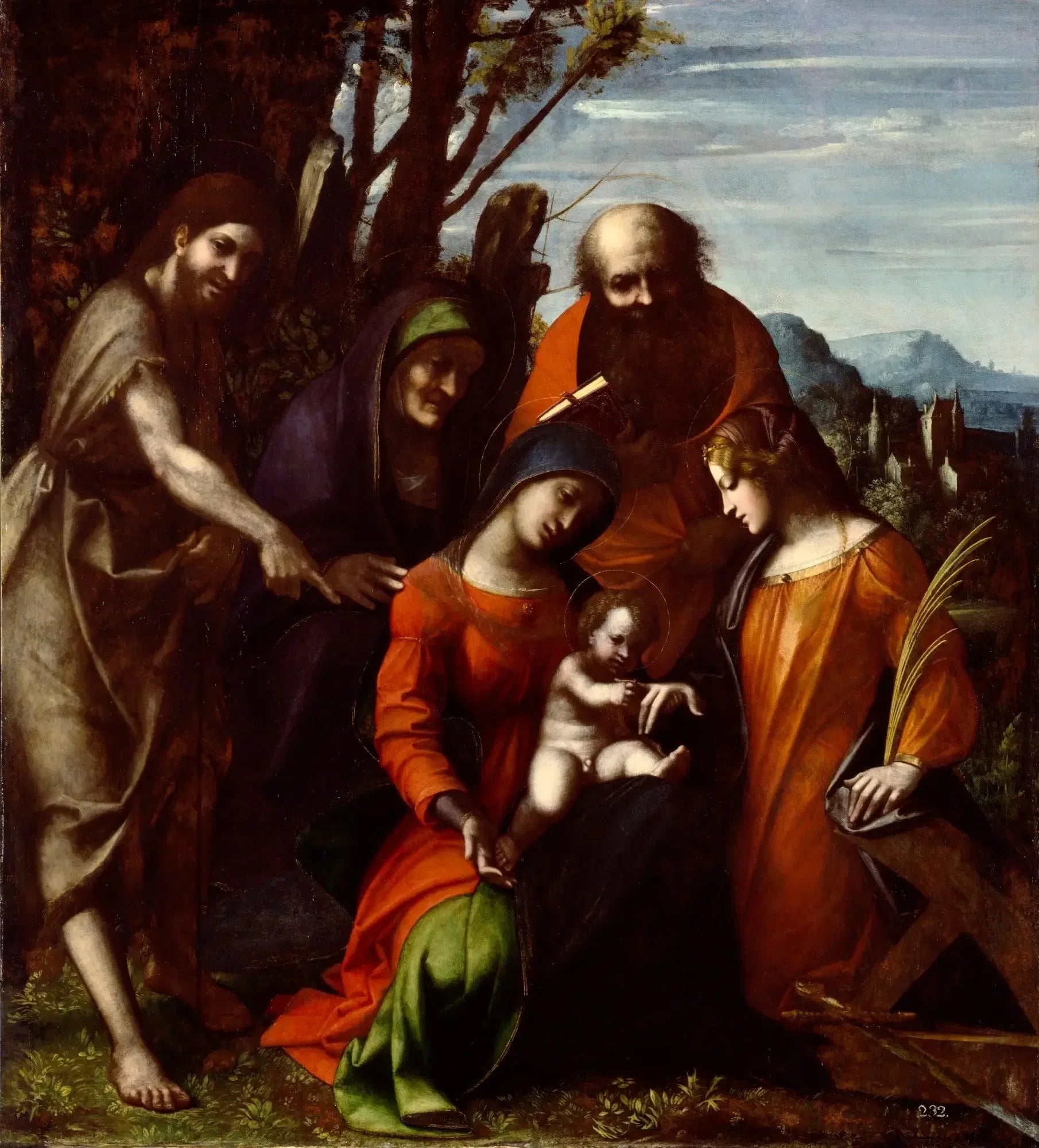 Mariage mystique de sainte Catherine d'Alexandrie et trois saints dans un paysage - Antonio da Correggio image 1 reproduction artisanale de tableau
