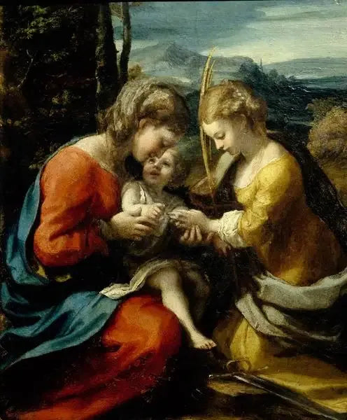 Mariage mystique de Sainte Catherine d'Alexandrie (musée Capodimonte) - Antonio da Correggio image 1 reproduction de peinture à l’huile