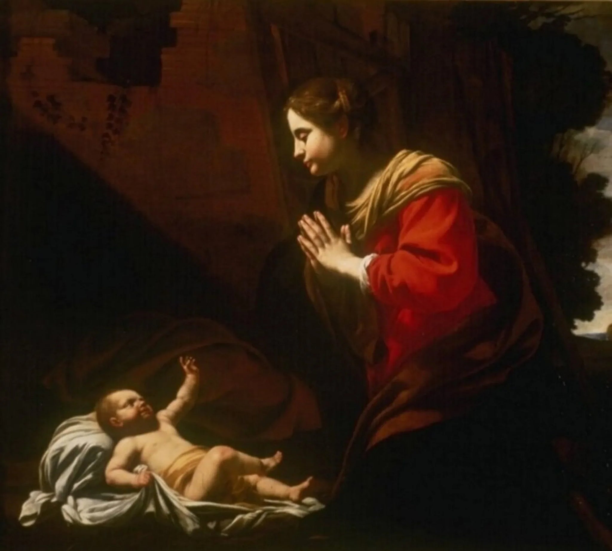Marie adorant l'Enfant - Simon Vouet image 1 reproduction de peinture à l’huile
