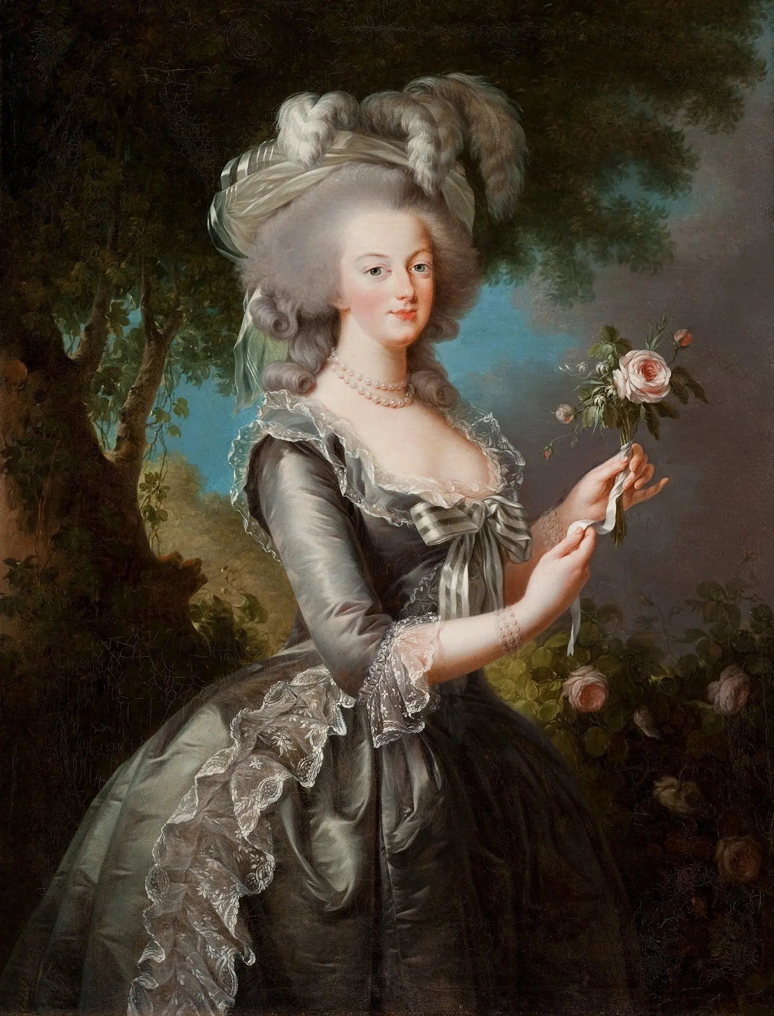 Marie-Antoinette dite « à la Rose » - Élisabeth Vigée Le Brun image 1 reproduction artisanale de tableau