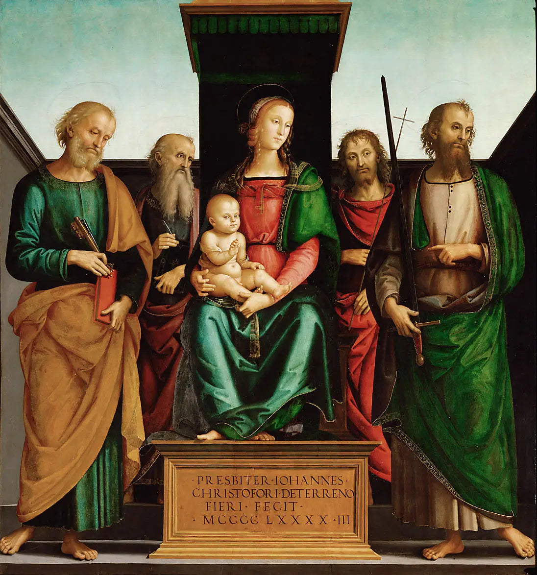 Marie avec l'Enfant et les quatre saints - Pietro Perugino image 1 reproduction d’œuvre d’art à l’huile