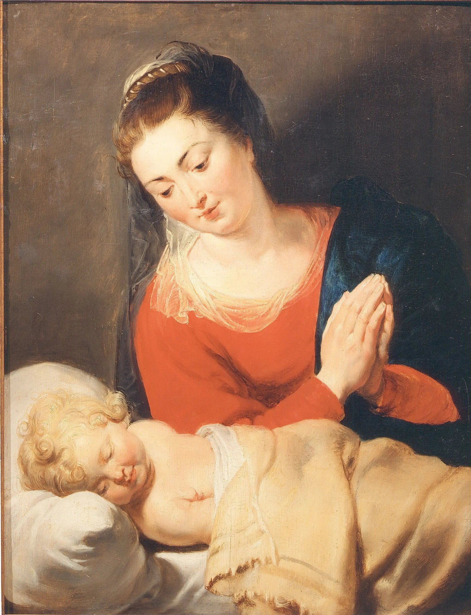 Marie devant l'enfant Jésus endormi - Peter Paul Rubens image 1 reproduction d’œuvre d’art à l’huile