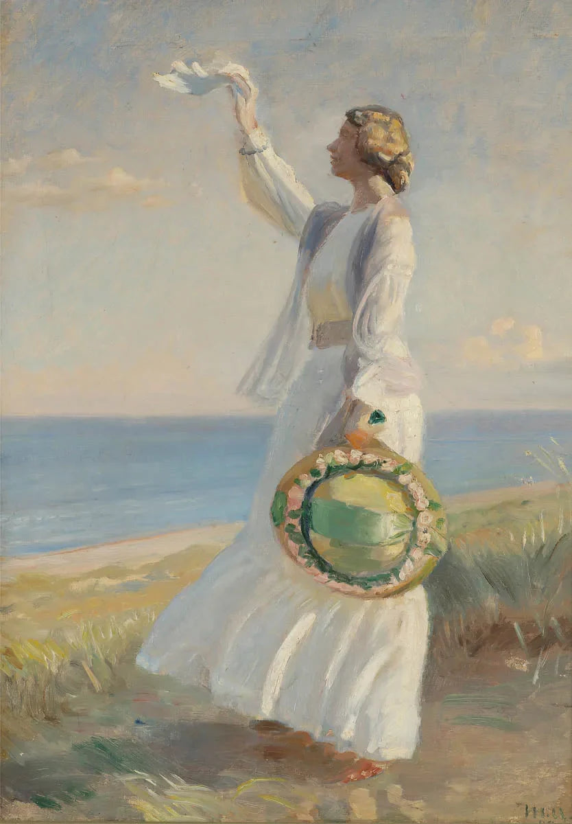 Marie Dinesen sur la plage. - Michael Peter Ancher image 1 reproduction artisanale de tableau