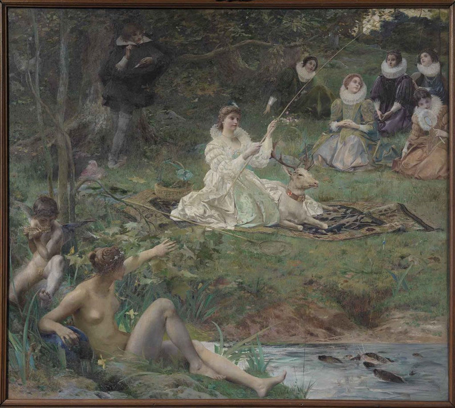 Marie Félice des Ursins, duchesse de Montmorency, et le poète Théophile de Viau à la Maison de Sylvie - Luc-Olivier Merson