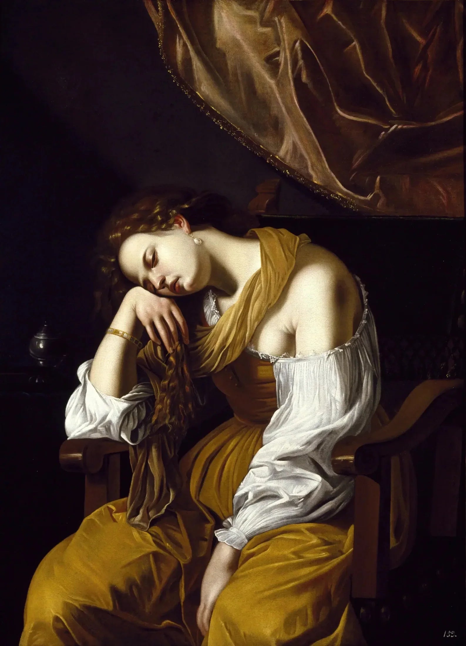 Marie-Madeleine en mélancolie - Artemisia Gentileschi image 1 copie peinte à la main à l’huile