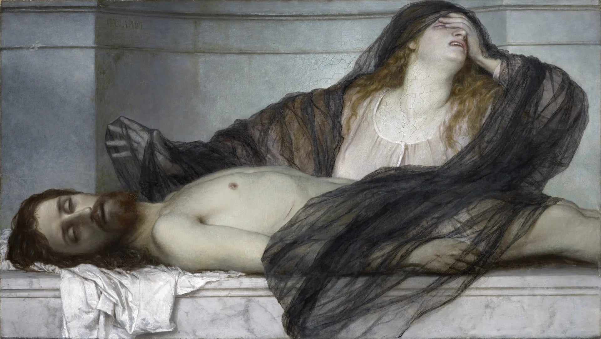 Marie-Madeleine pleurant le Christ mort - Arnold Böcklin image 1 tableau peint à l’huile sur toile